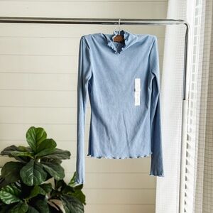 NWT SO Juniors Light Blue Ruffled Long Sleeve Top
